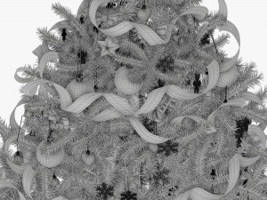 Artificial fir tree decorated 02 3D Model