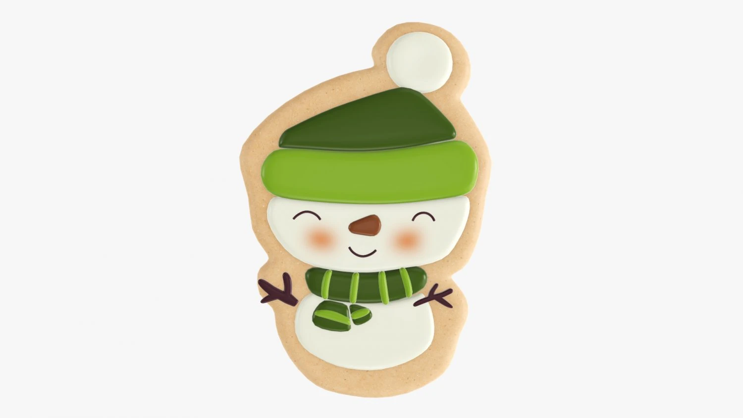 Christmas cookie snowman 2 3D Model .c4d .max .obj .3ds .fbx .stl .blend 