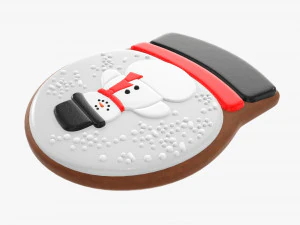 Mu&ntilde;eco de nieve de galleta navide&ntilde;a 3 Modelo 3D