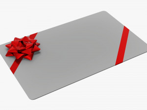 Christmas gift card with ribbon 01 Modèle 3D