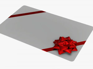 Christmas gift card with ribbon 01 3D Model