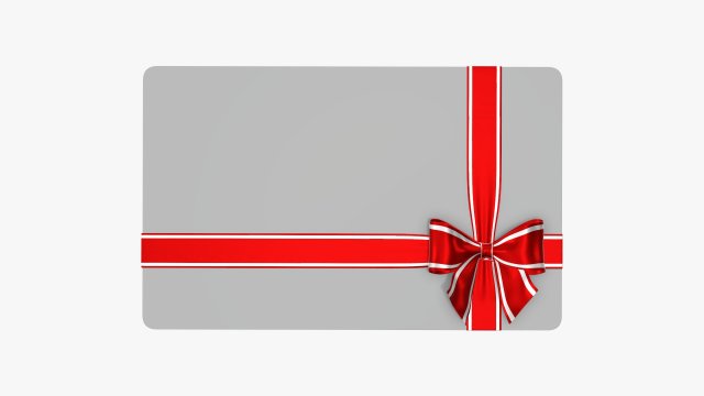 Christmas gift card with ribbon 02 3D Model .c4d .max .obj .3ds .fbx .stl .blend 