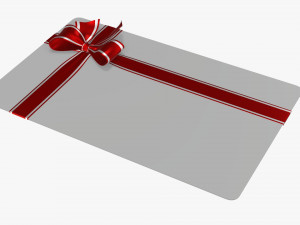 Christmas gift card with ribbon 02 3D Model