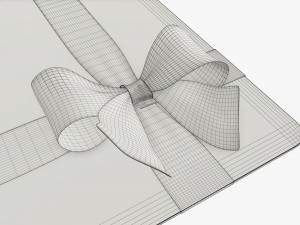 Christmas gift card with ribbon 02 3D Model