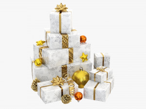 Christmas gifts with decorations 01 3D Model