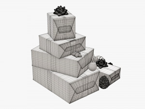 Christmas gifts with decorations 01v2 Modelo 3D