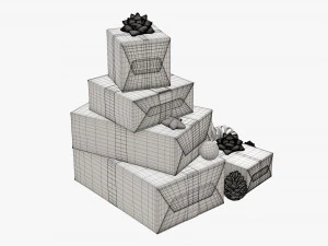 Christmas gifts with decorations 01v2 3D Model