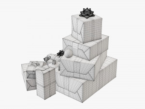 Christmas gifts with decorations 01v2 Modelo 3D