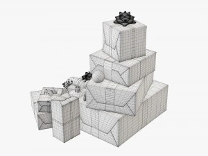Christmas gifts with decorations 01v2 3D Model