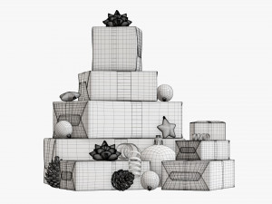 Christmas gifts with decorations 01v2 Modelo 3D