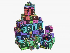 Christmas gifts with decorations 01v2 Modelo 3D