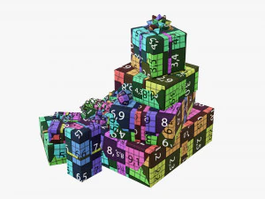 Christmas gifts with decorations 01v2 3D Model