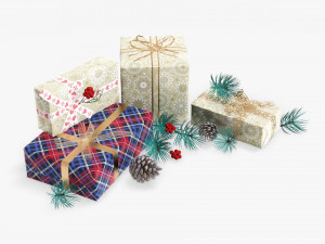 Christmas gifts with decorations 02 Modelo 3D
