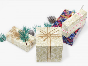 Christmas gifts with decorations 02 3D Модель