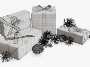 Christmas gifts with decorations 02 3D Модель