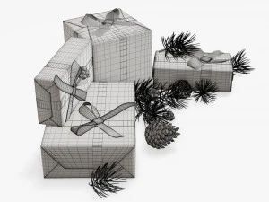 Christmas gifts with decorations 02 3D Model