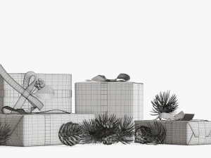 Christmas gifts with decorations 02 3D Model