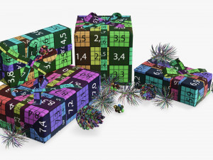 Christmas gifts with decorations 02 3D Модель