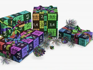 Christmas gifts with decorations 02 3D Model
