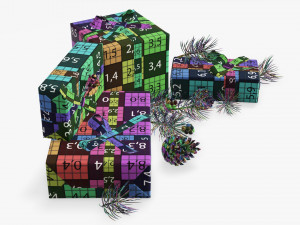 Christmas gifts with decorations 02 3D Модель