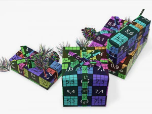 Christmas gifts with decorations 02 3D Model