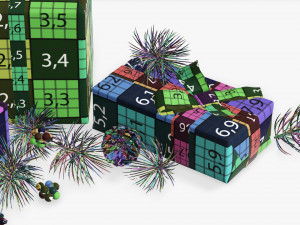 Christmas gifts with decorations 02 3D Модель