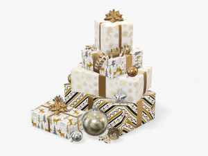 Christmas gifts with decorations 03 Modelo 3D
