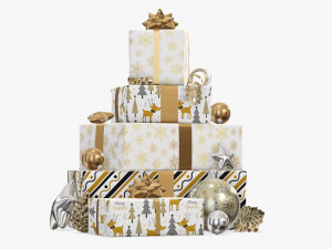 Christmas gifts with decorations 03 Modelo 3D