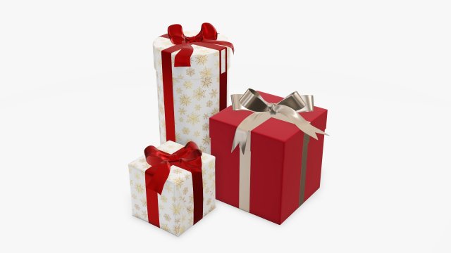 Christmas gifts wrapped 01 3D Model .c4d .max .obj .3ds .fbx .stl .blend 
