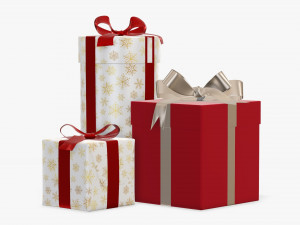 Christmas gifts wrapped 01 3D Model