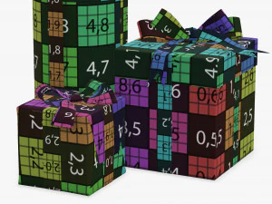 Christmas gifts wrapped 01 3D Model