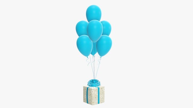 Christmas gifts wrapped 05 with balloons Modelo 3D .c4d .max .obj .3ds .fbx .stl .blend 