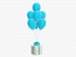 Christmas gifts wrapped 05 with balloons 3D Model