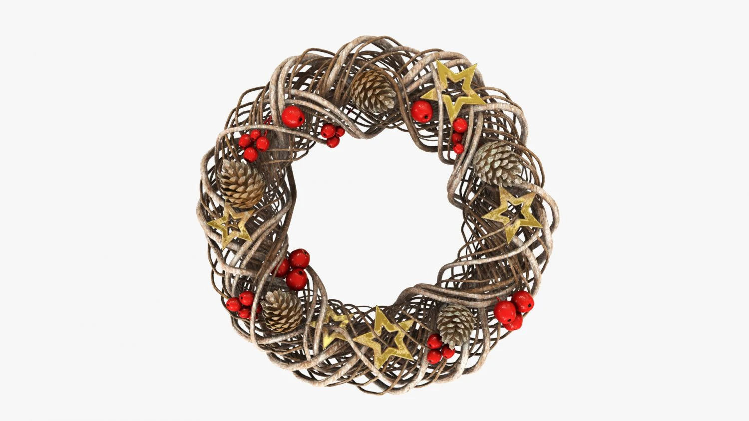 Christmas wreath 01 3D Model .c4d .max .obj .3ds .fbx .stl .blend 