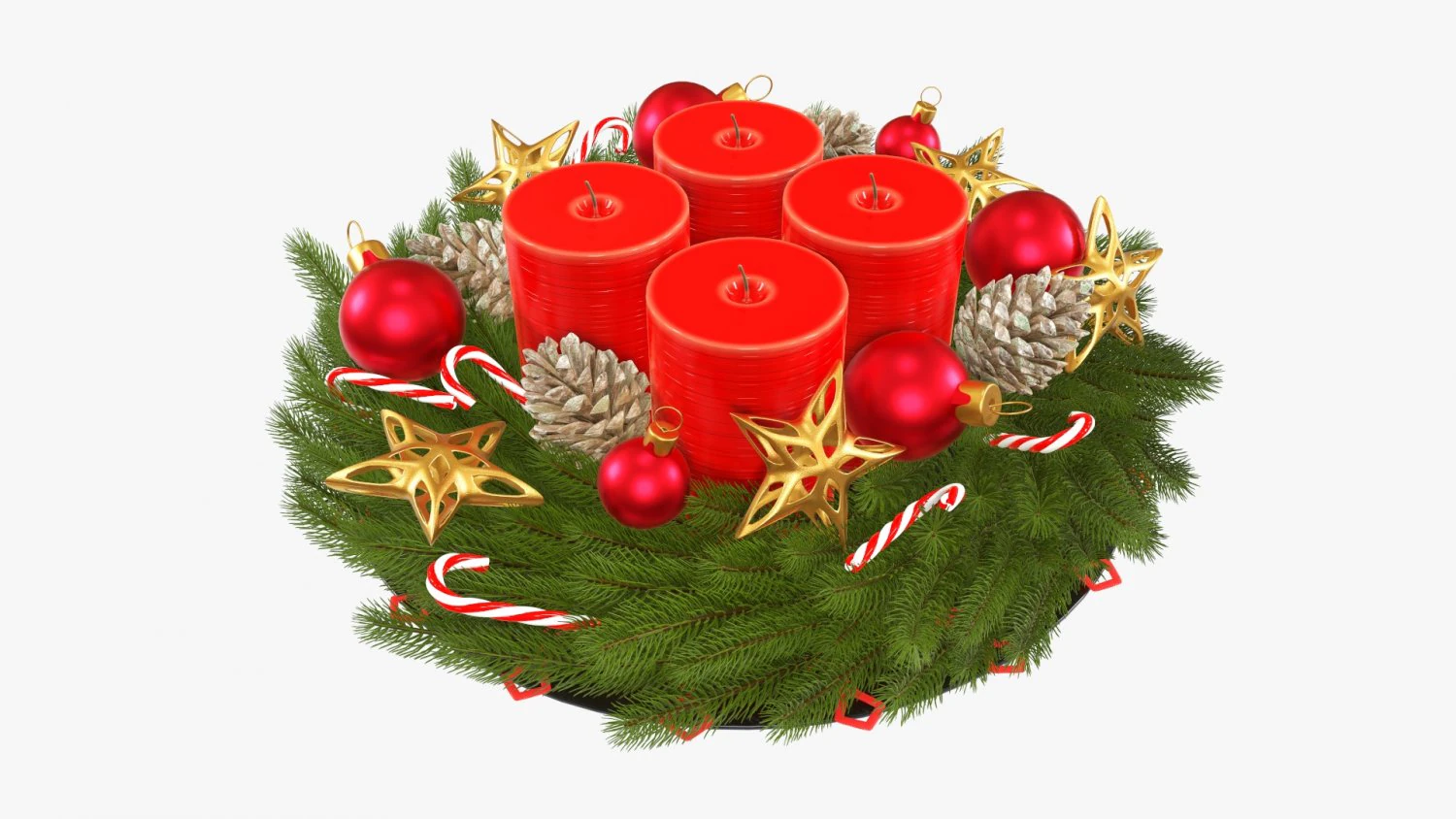 Christmas wreath 02 3D Model .c4d .max .obj .3ds .fbx .stl .blend 