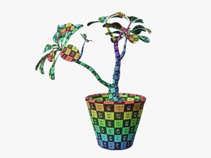 Desert rose or ping bignonia in flowerpot Modelo 3D