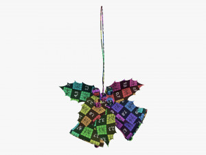 Golden christmas bells with holly berries 3D Model