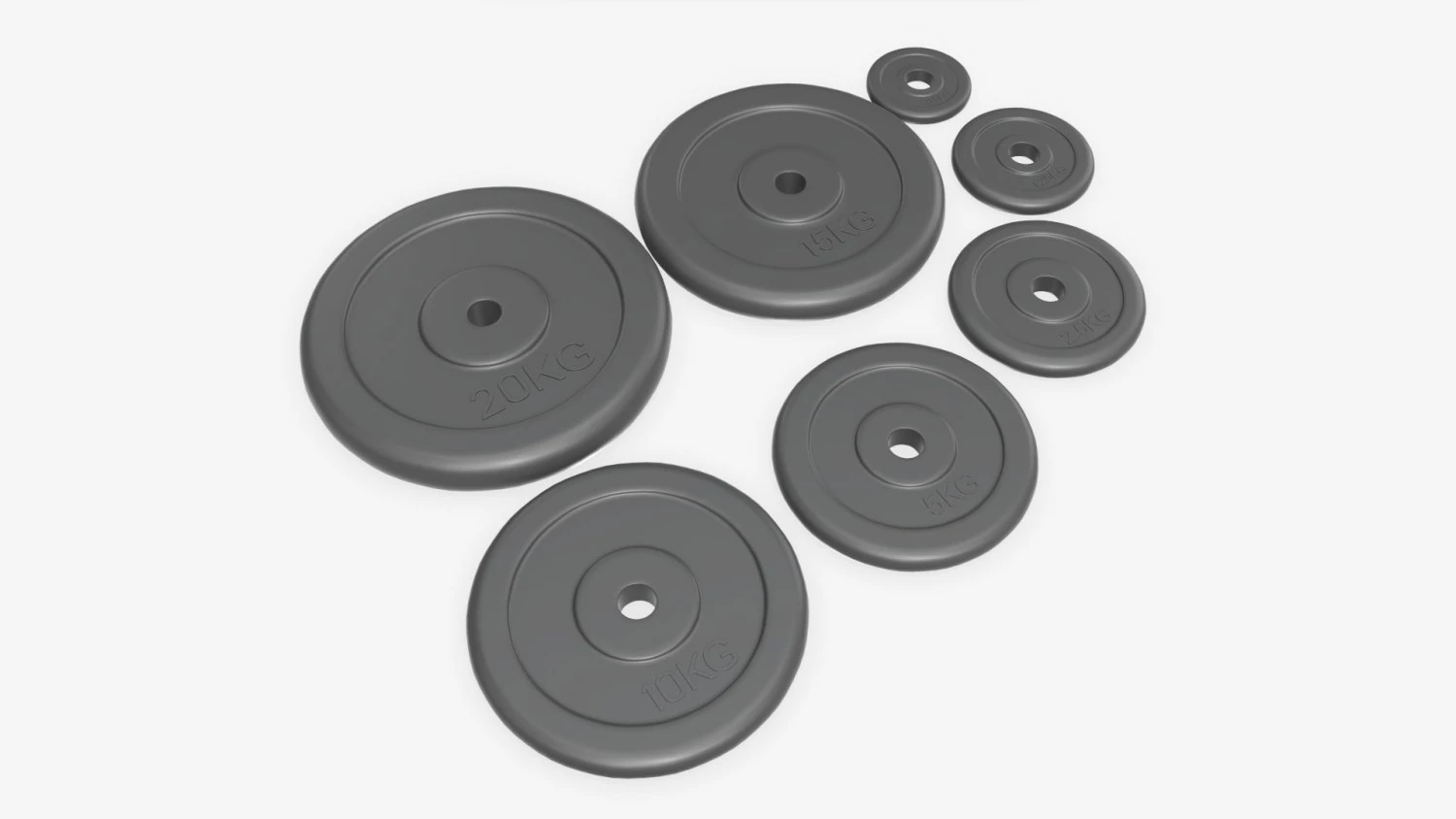 Barbell rubberized weight set 3D Model .c4d .max .obj .3ds .fbx .stl .blend 