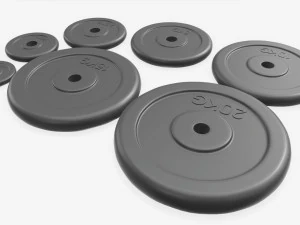 Barbell rubberized weight set 3D Model