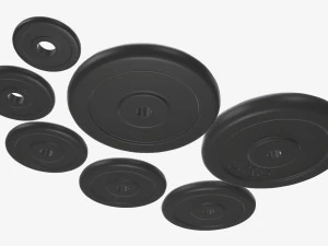 Barbell rubberized weight set 3D Model