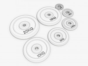 Barbell rubberized weight set Modelo 3D