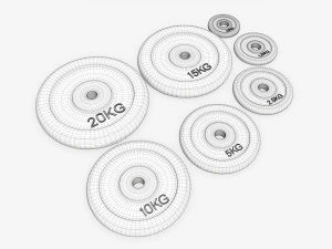Barbell rubberized weight set 3D Model
