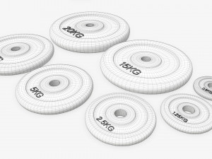 Barbell rubberized weight set Modelo 3D