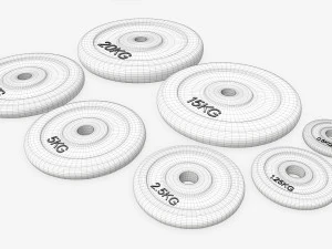 Barbell rubberized weight set 3D Model