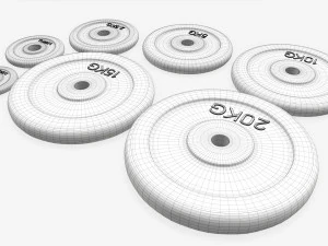 Barbell rubberized weight set 3D Model
