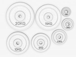 Barbell rubberized weight set Modelo 3D