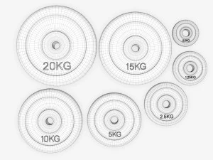 Barbell rubberized weight set 3D Model