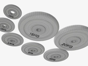 Barbell rubberized weight set 3D Model