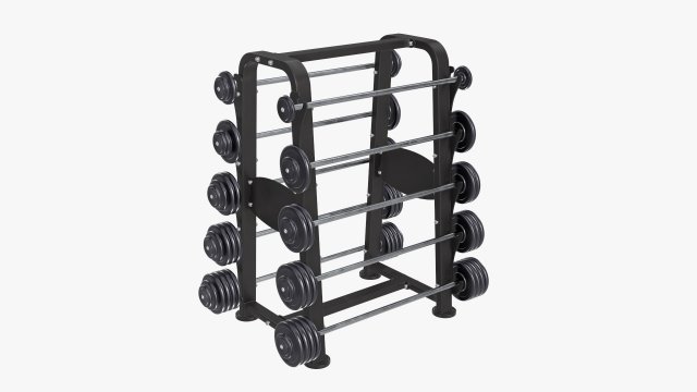 Barbell set on rack 01 Model 3D .c4d .max .obj .3ds .fbx .stl .blend 