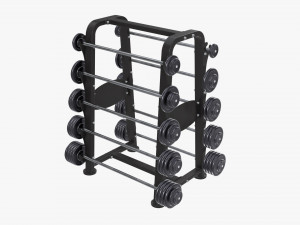 Barbell set on rack 01 Model 3D